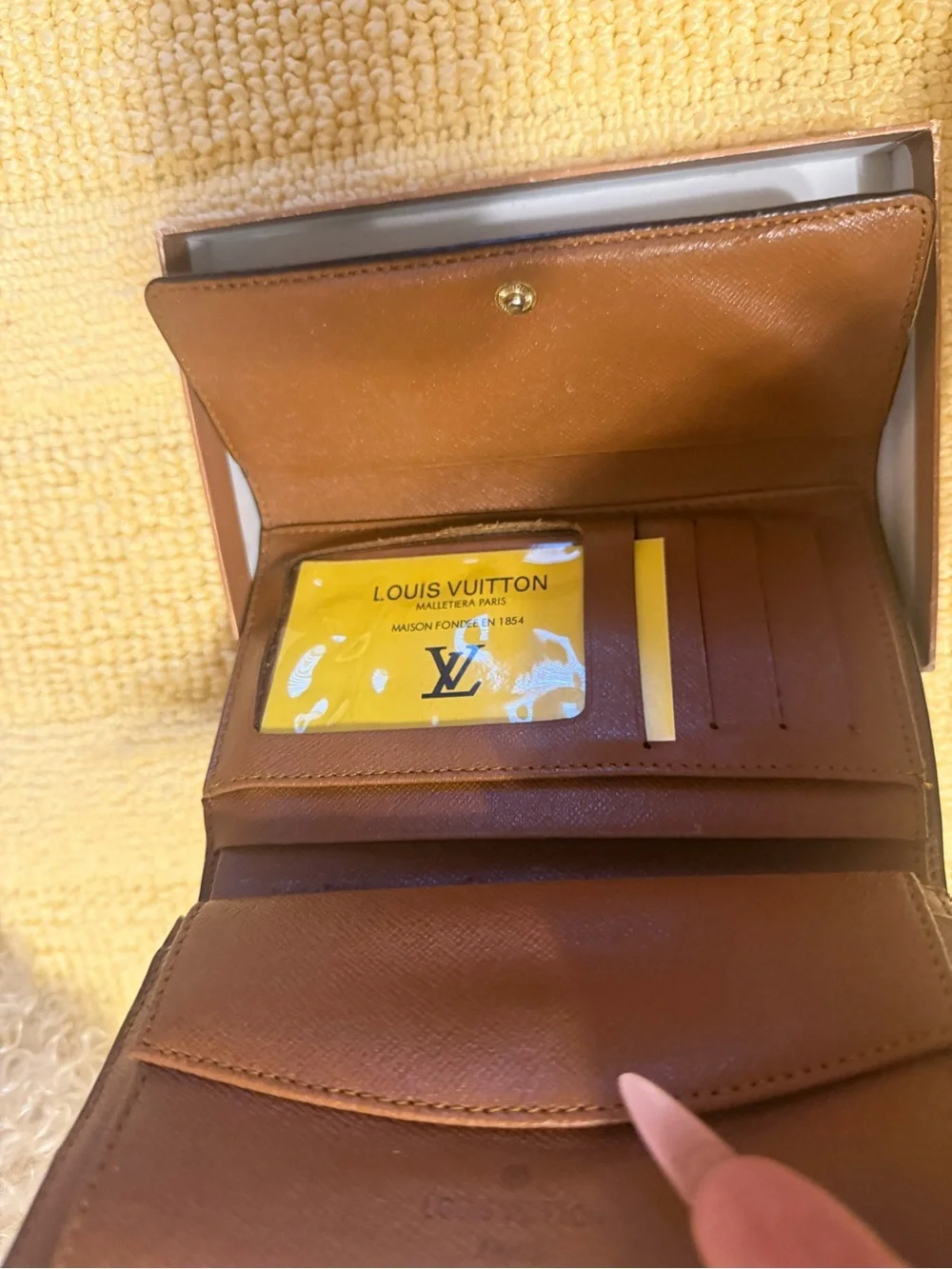 Brown / beige Monogram Flap Wallet with Gold Snap